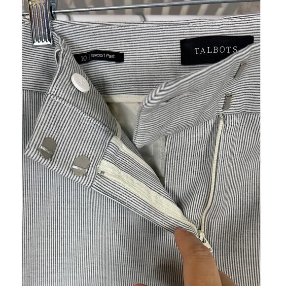 Talbots Women's Sz 10 Gray & White Striped Newport Straight Leg Pants #0396 - Picture 2 of 10